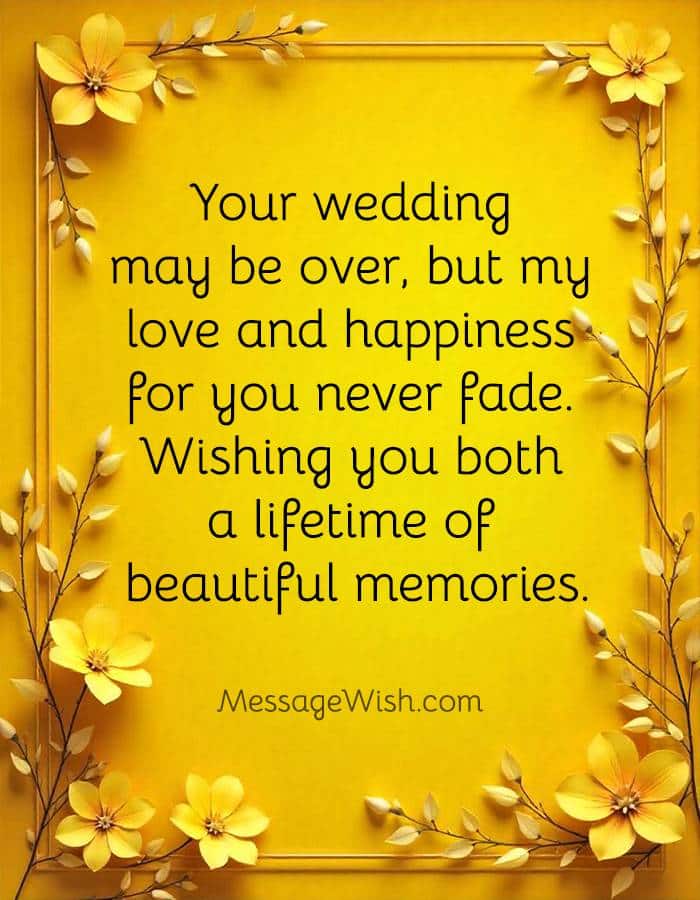 Belated Wedding Messages for Friends celebration card layout.