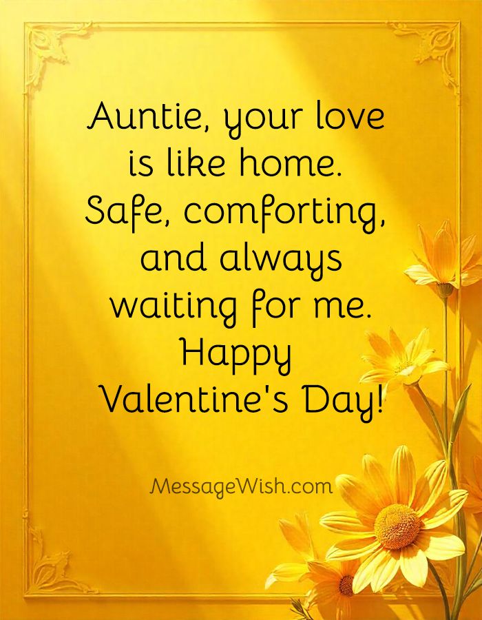 Elegant Valentine artwork highlighting heart-touching Valentine messages for aunt with gentle floral details.