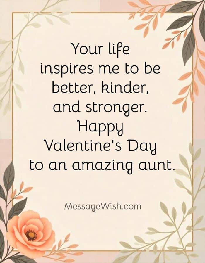 Uplifting Valentine greeting design displaying inspirational Valentine messages for aunt with bright, positive colors.