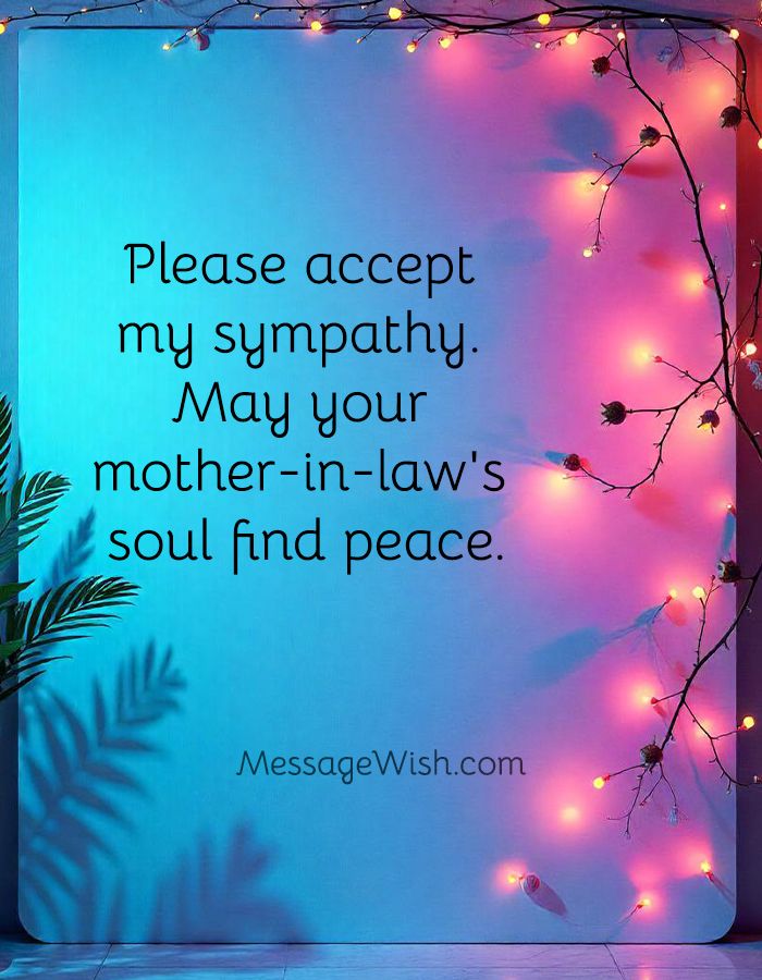 Short Condolence Messages for Mother-in-Law heartfelt sympathy card design with warm and comforting tones.