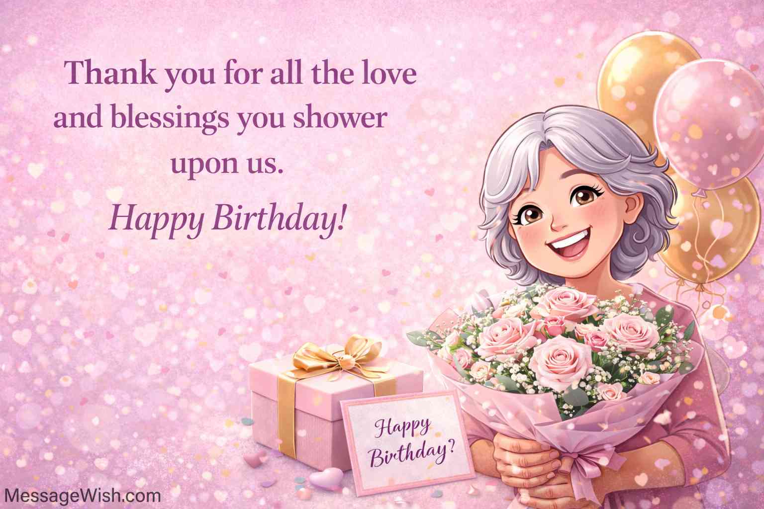 Elegant birthday card design featuring thank you messages for mother-in-law on birthday with soft floral accents.