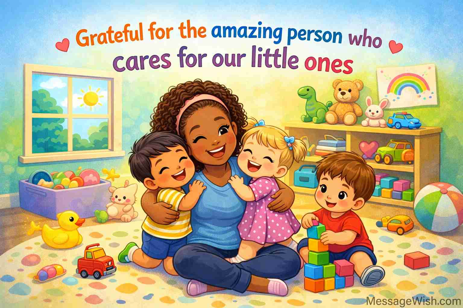 Modern social media graphic featuring social media thank you captions for babysitter in a shareable format.