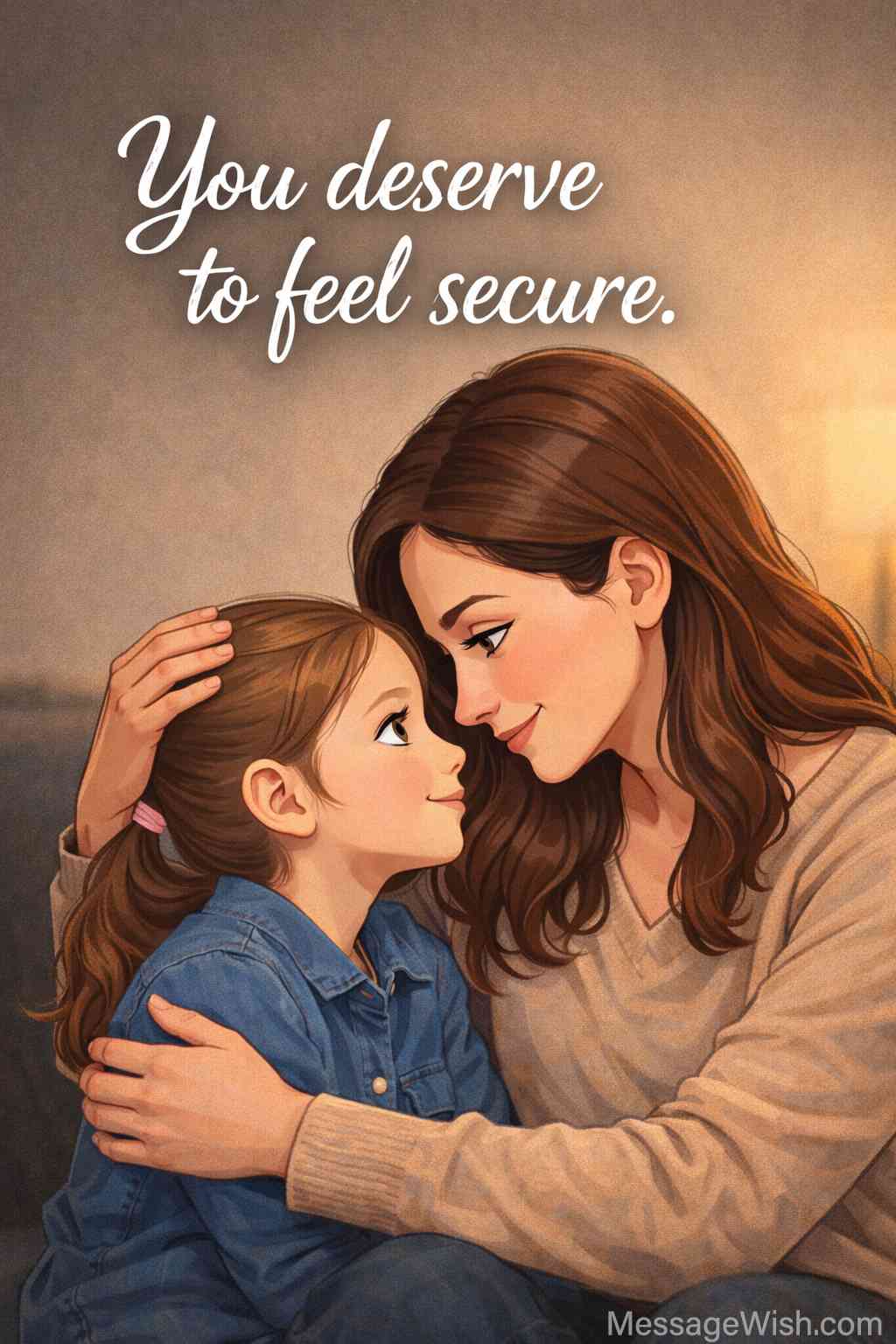 Loving mother and daughter moment reflecting how to tell your daughter she deserves better and feel secure.