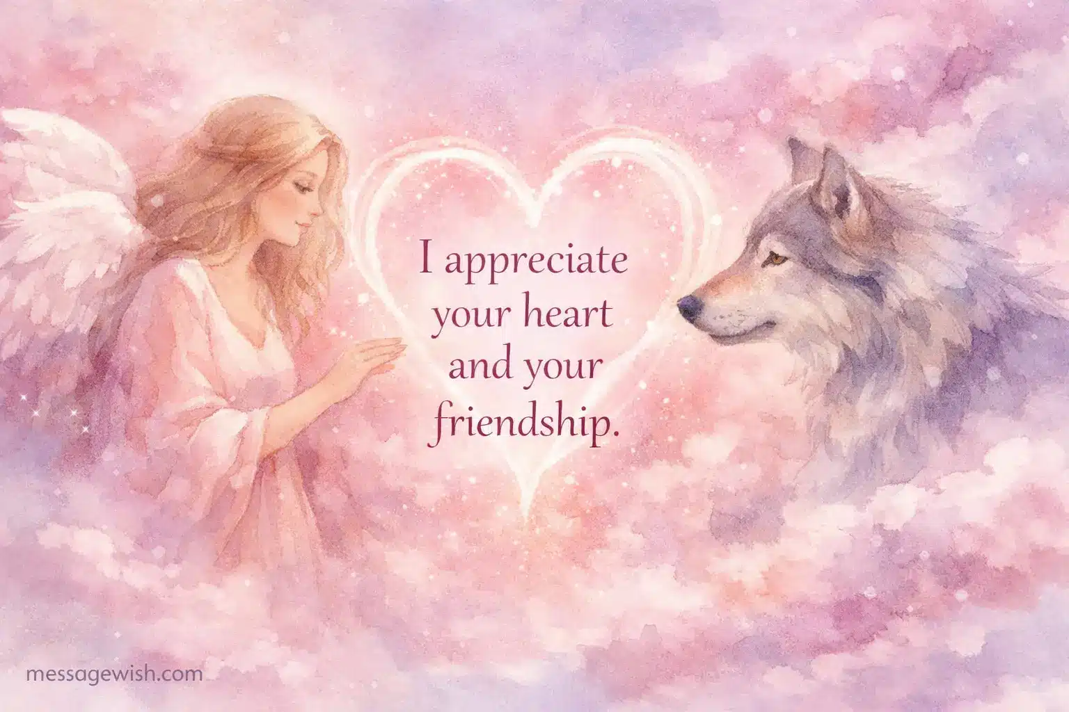 A soft watercolor artwork showing a heartfelt bond between friends representing emotional appreciation and connection.