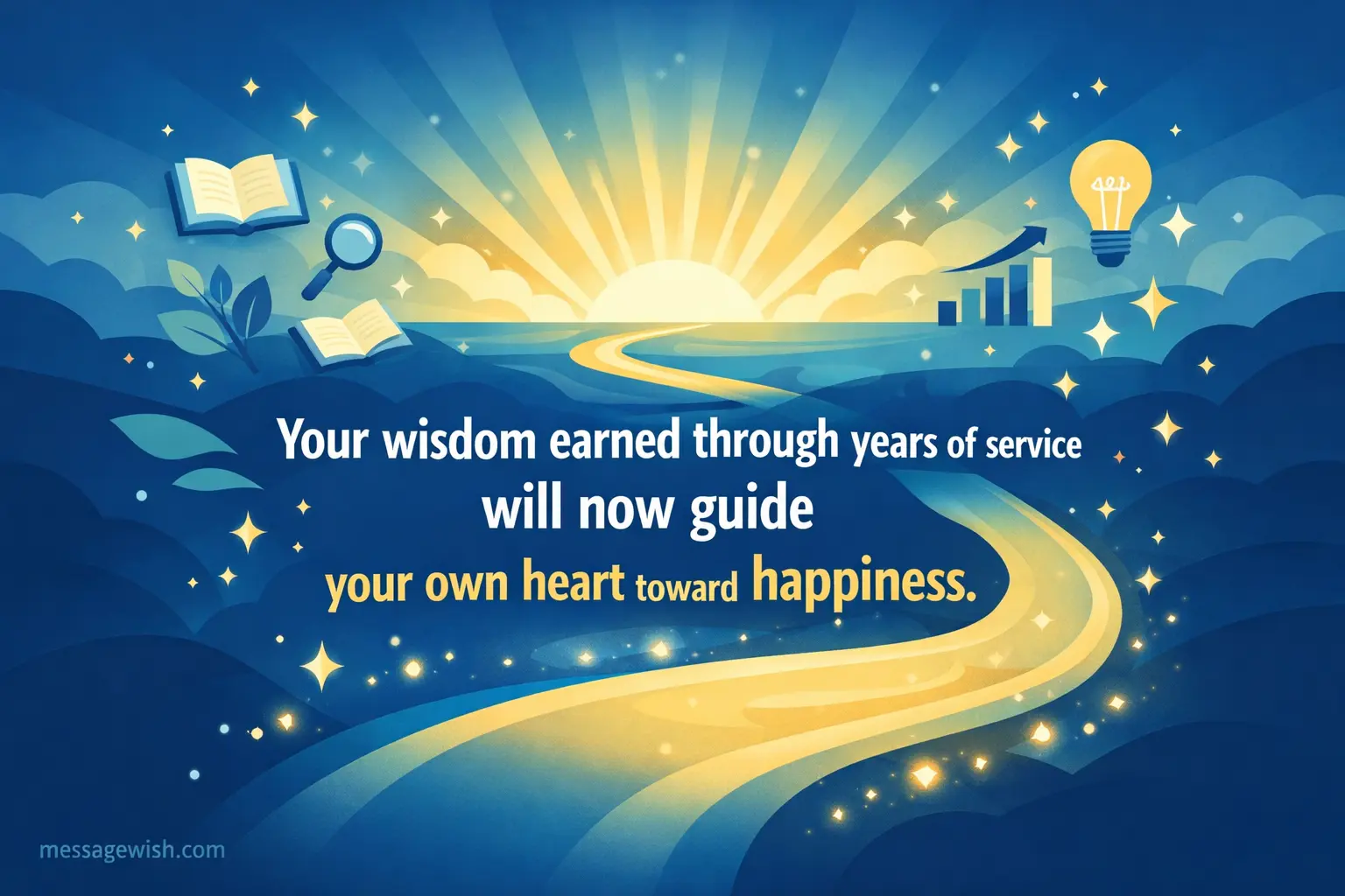 A symbolic path illustration representing wisdom and self-discovery, emphasizing a transition into a fulfilling and happy retirement journey.