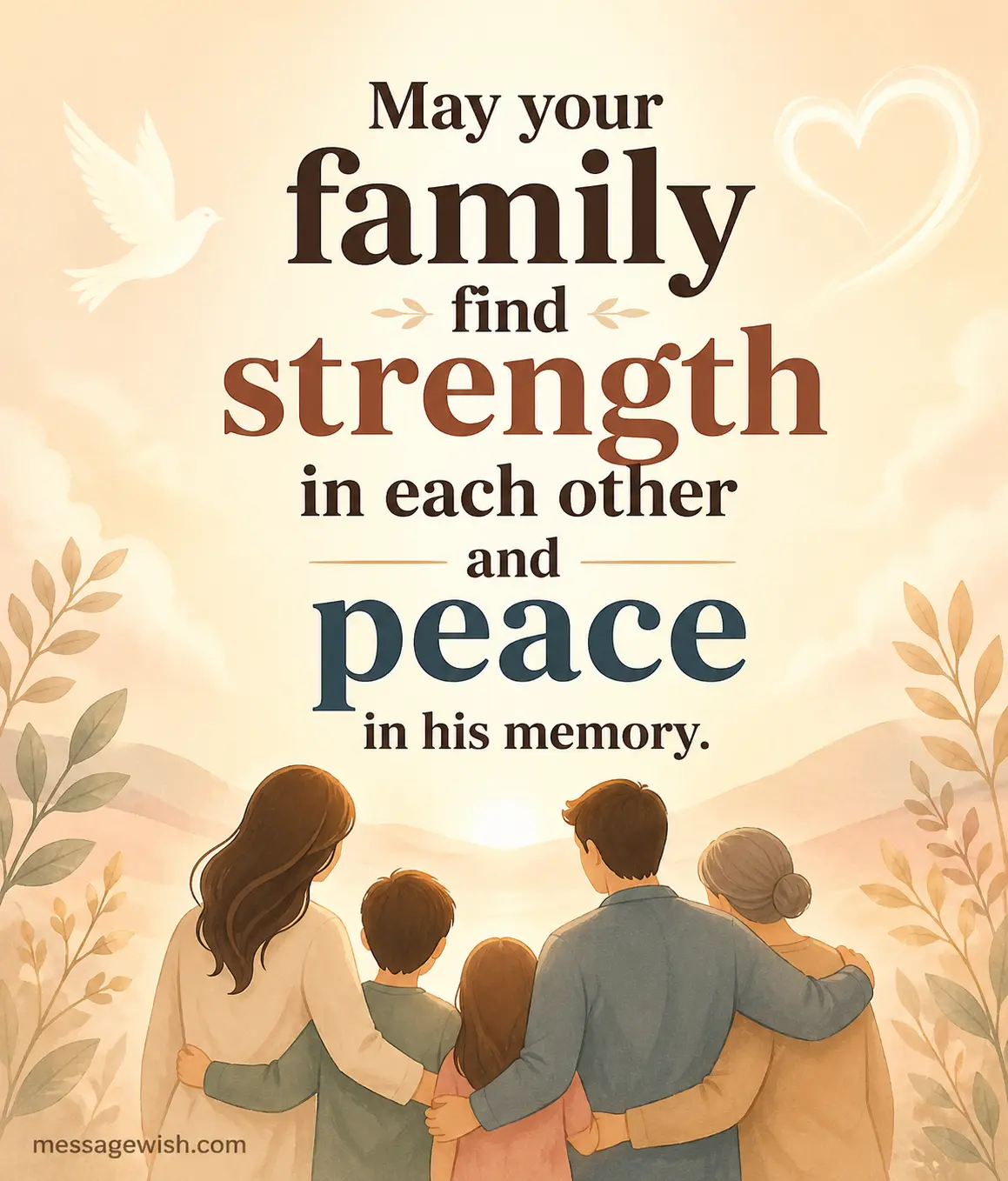 Pastel family unity illustration expressing hope, peace, and shared strength after loss