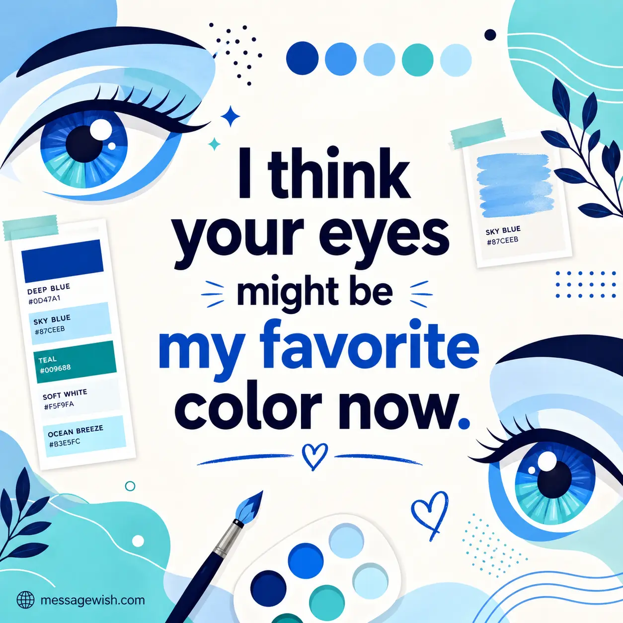 Minimal abstract blue eye design with color elements symbolizing appreciation of eye color as a favorite shade in a modern artistic layout.