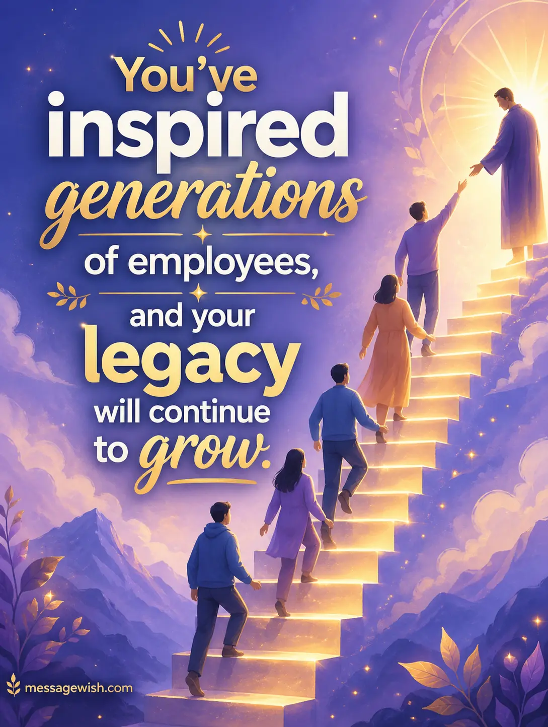 A dreamy illustration of rising figures representing inspiration and leadership across generations with a focus on legacy growth.
