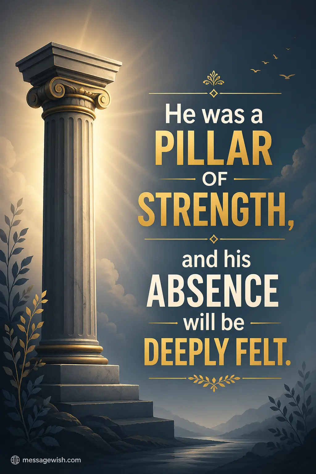 Stylized pillar illustration representing strength and honoring the legacy of a beloved brother