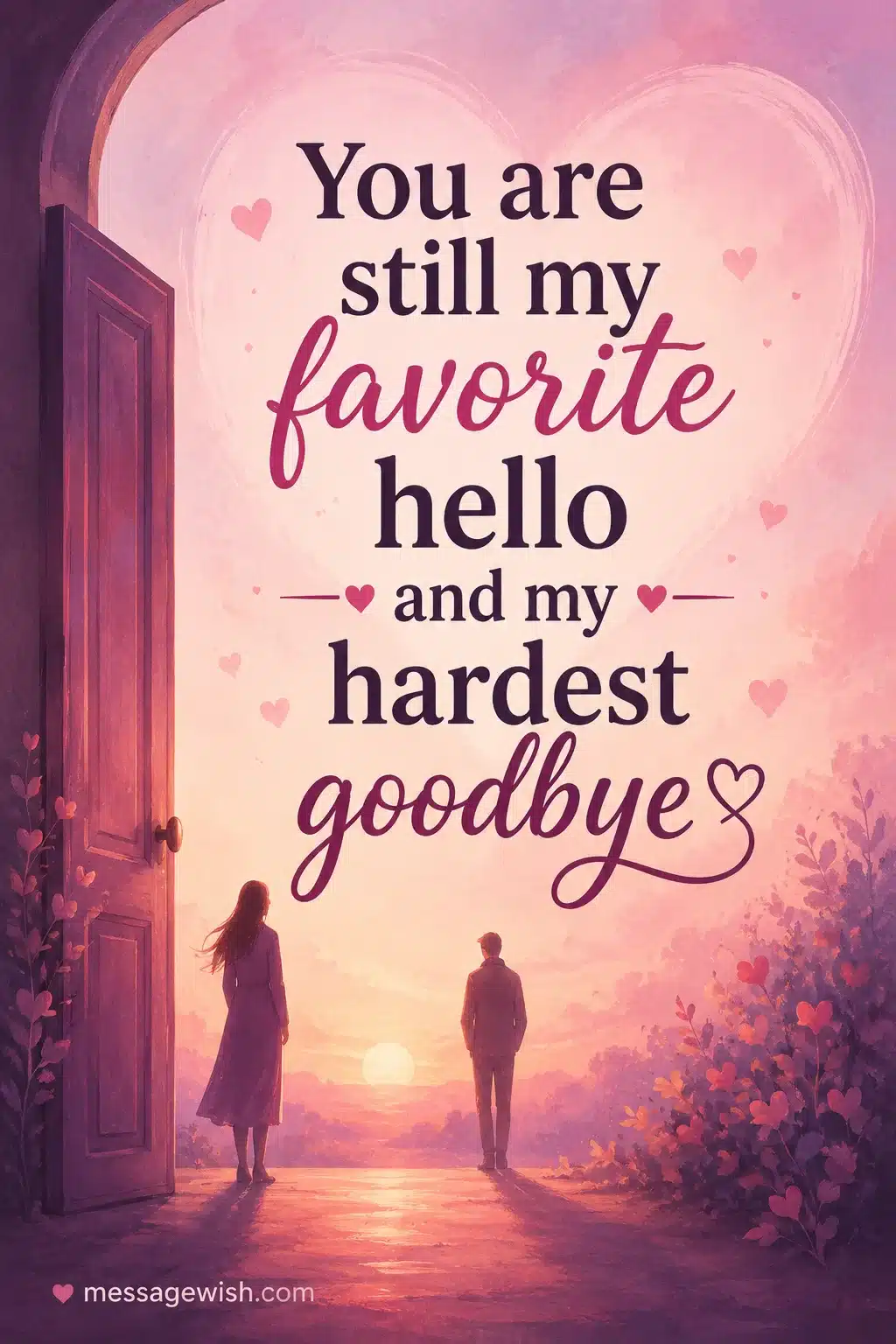 You are still my favorite hello and my hardest goodbye
