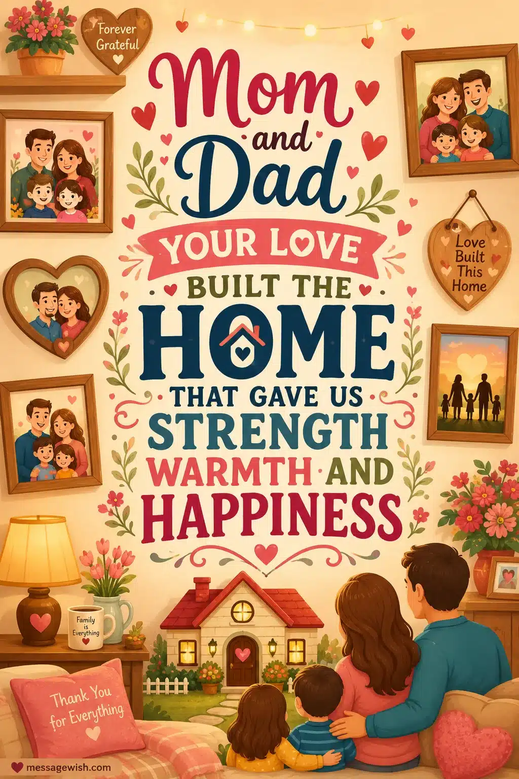 Mom and Dad your love built the home that gave us strength warmth and happiness