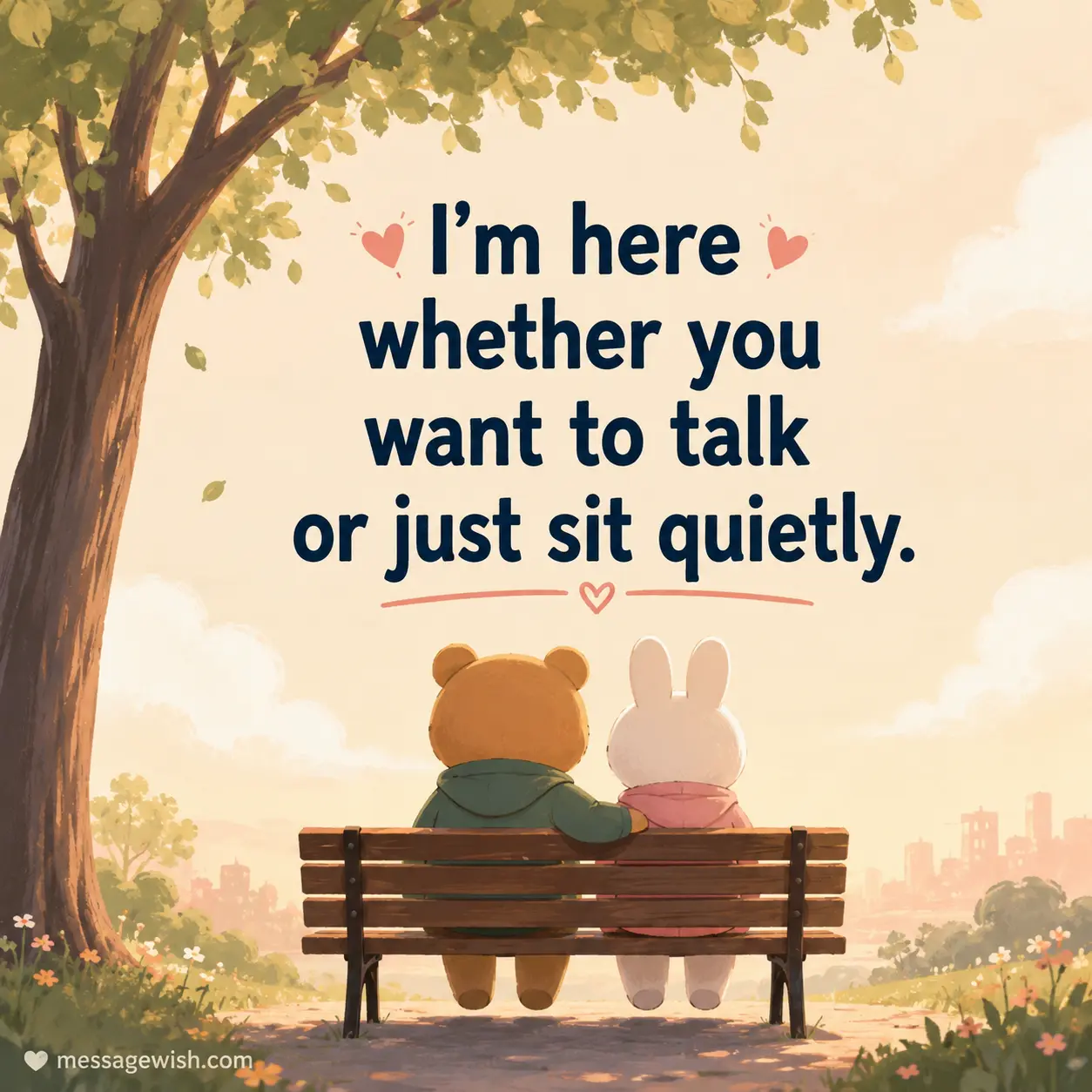 I'm here whether you want to talk or just sit quietly.