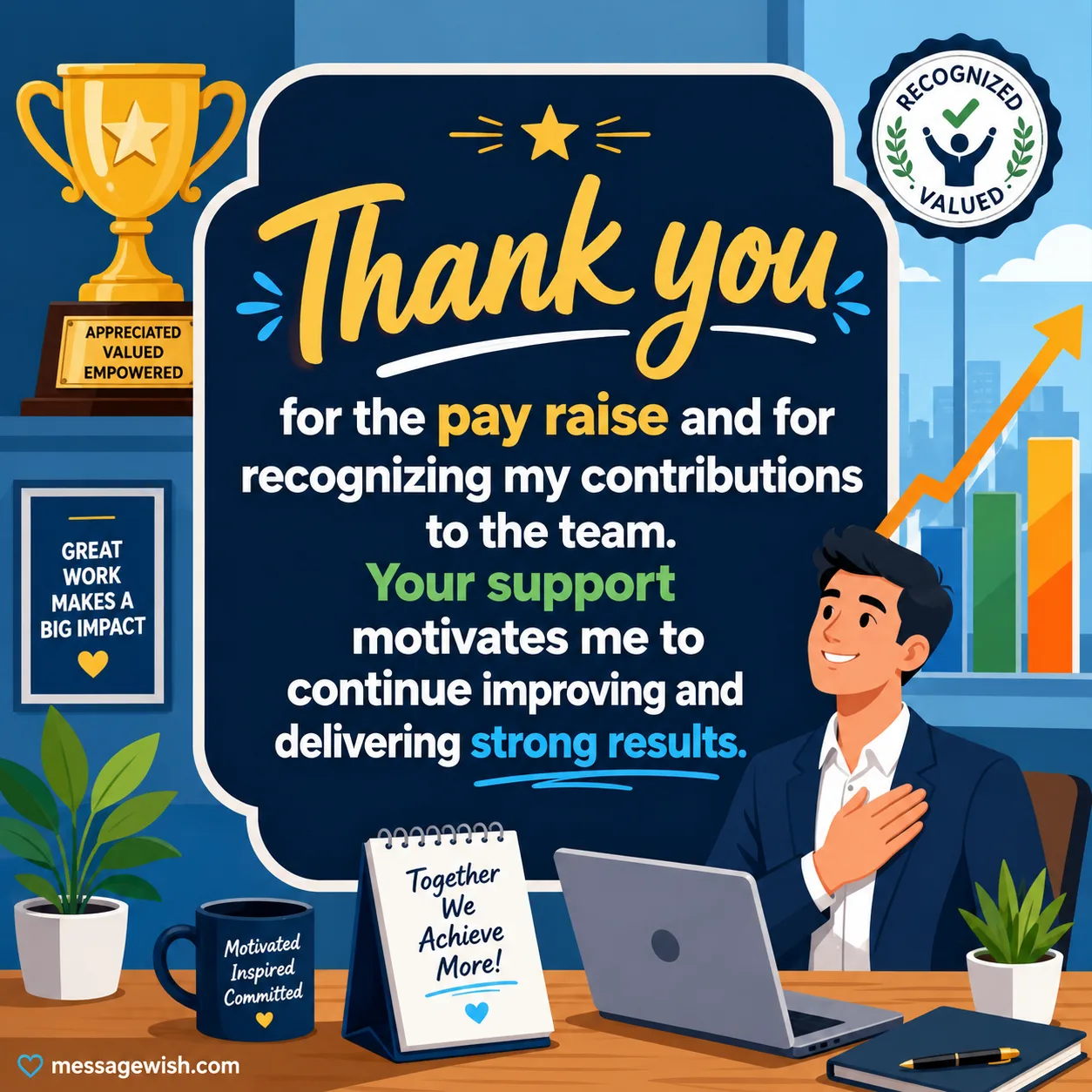 Thank you for the pay raise and for recognizing my contributions to the team