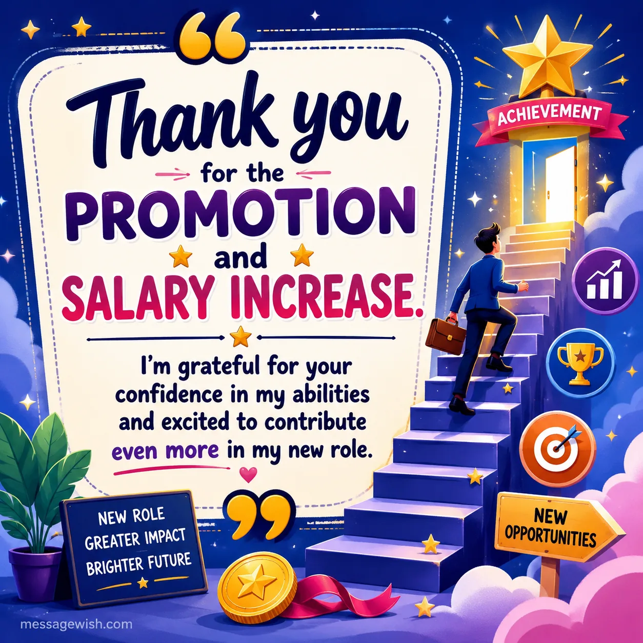 Thank you for the promotion and salary increase