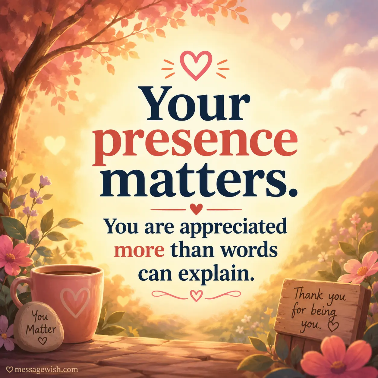 Your presence matters and you are appreciated more than words can explain