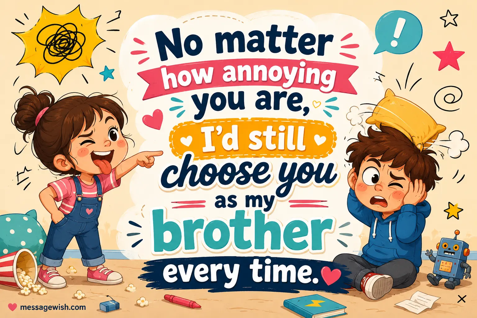 No matter how annoying you are, I'd still choose you as my brother every time.
