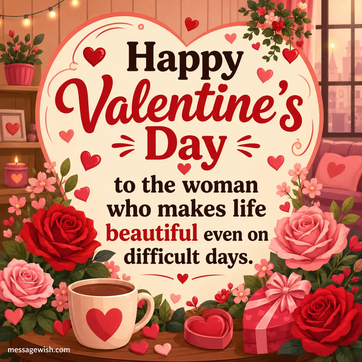 Happy Valentine's Day to the woman who makes life beautiful even on difficult days.